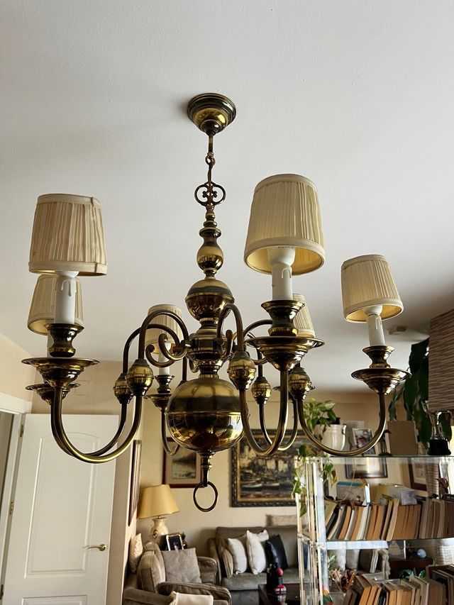 Lámpara de techo dorada 6 brazos