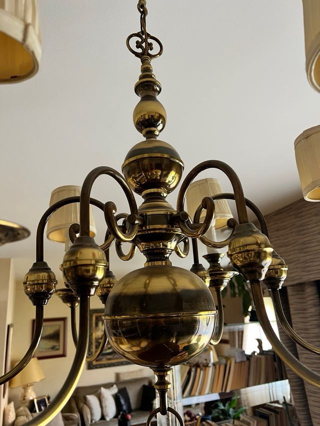 Lámpara de techo dorada 6 brazos