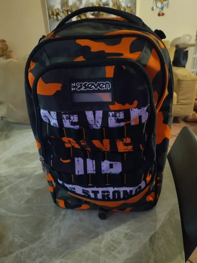 Zaino 7 Seven camouflage arancione nero