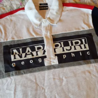 Polo Napapijri Grigio Bianco Rosso Blu tg S _M