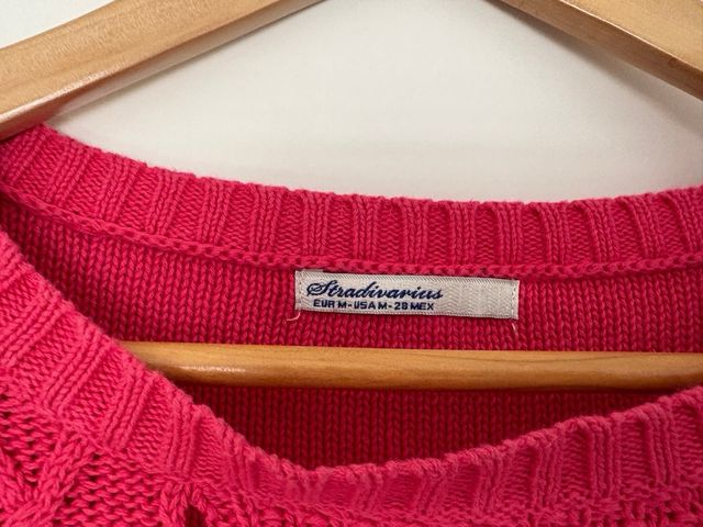 Jersey Stradivarius Rosa Trenzado