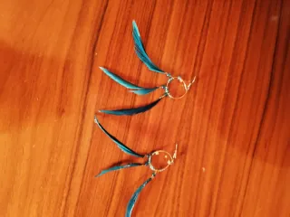 Pendientes mujer plumas azules y plateados