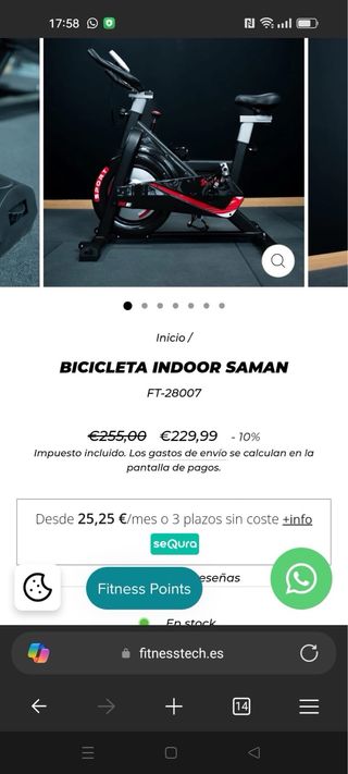 Bicicleta estática como nueva 