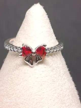 Anillo Plata S925 Doble Circonita Roja Lazada 325