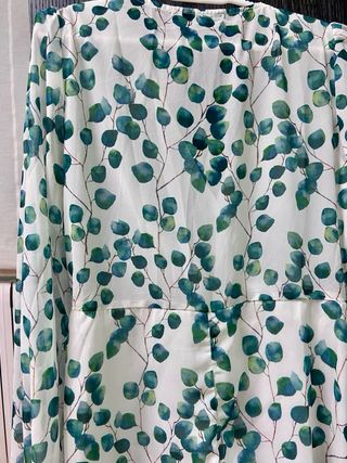 Vestido gasa estampado hojas verde talla única