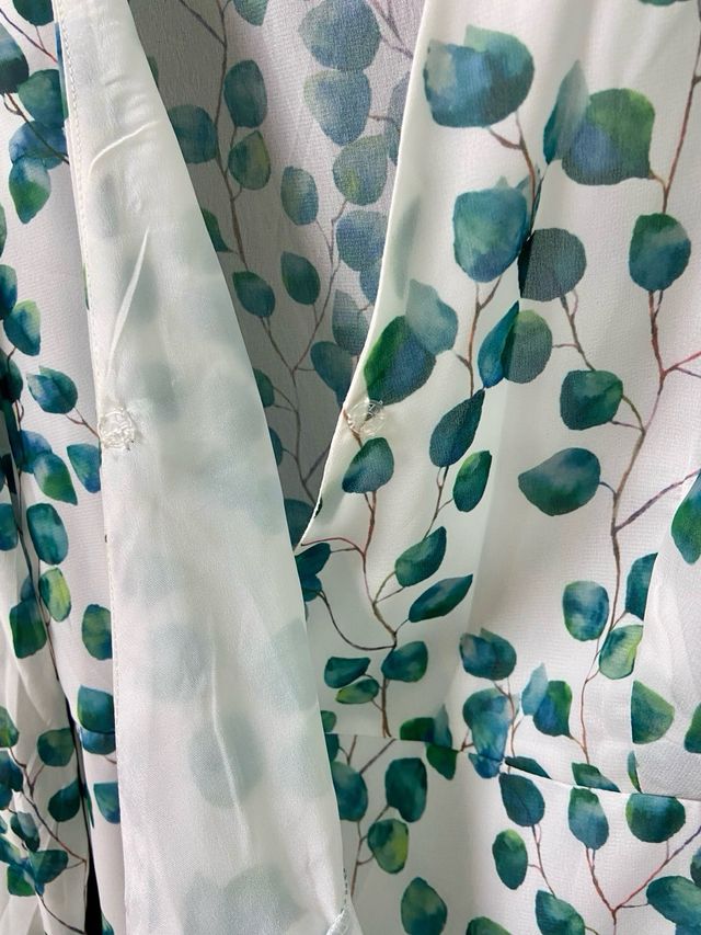 Vestido gasa estampado hojas verde talla única