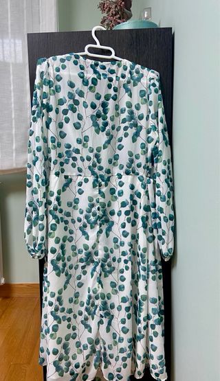 Vestido gasa estampado hojas verde talla única