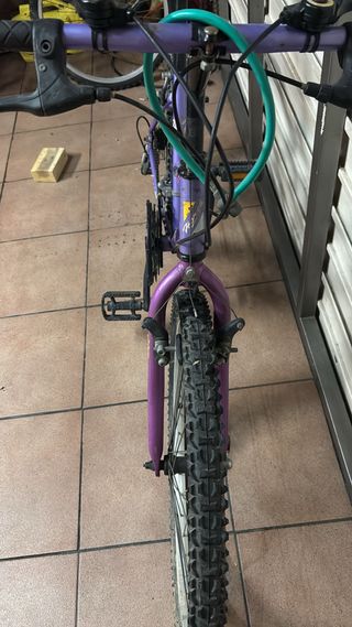 Bicicleta infantil morada
En persona 