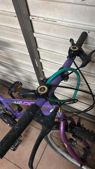 Bicicleta infantil morada
En persona 
