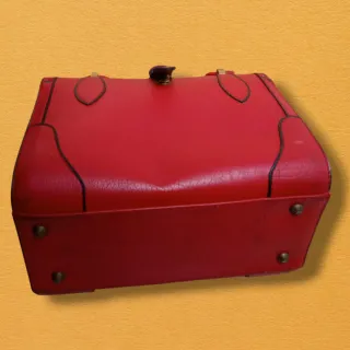Maleta Bolso Piel Vintage Roja