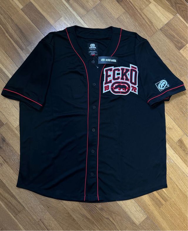 Camiseta Beisbolera Ecko Negra Roja Talla XXXL