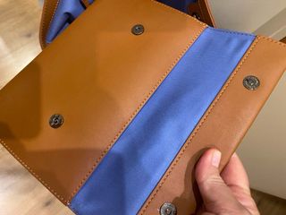Bolso Tote Simorra Lona y Piel Azul Marrón