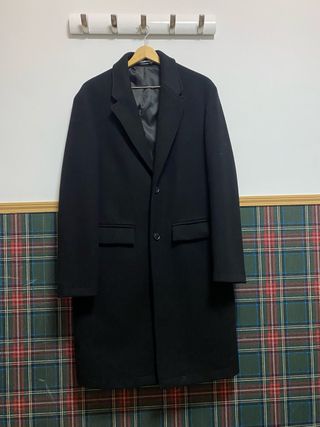 Abrigo largo gabardina hombre negro