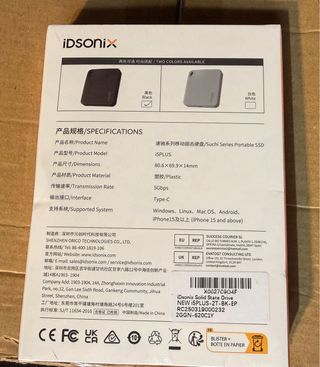 iDsonix SSD Portátil 2TB