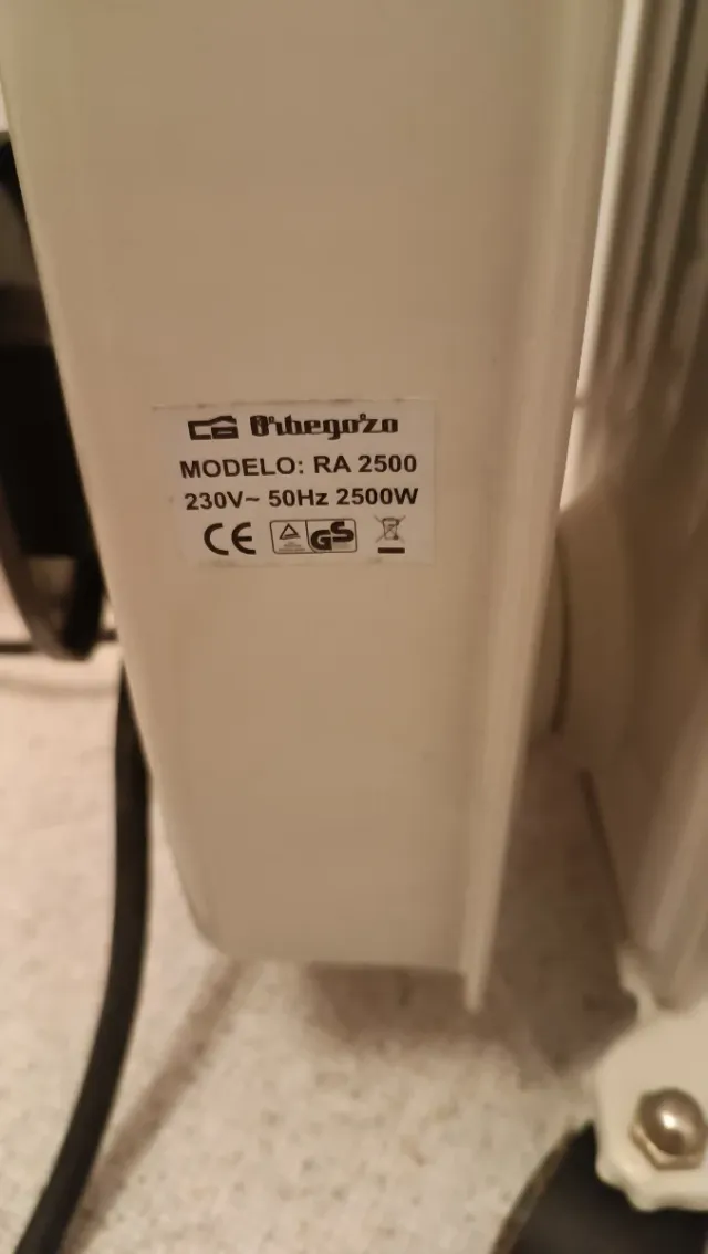 Radiador eléctrico portátil 2500W
