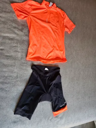 Maillot y culotte ciclismo Btwin Naranja/Negro