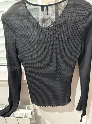 Camisa Mango Negra Encaje