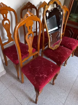 Conjunto Sillas Antiguas y Espejo