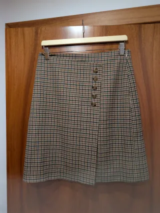 Falda Cortefiel cuadros marrón