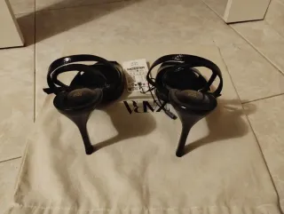 Sandalias Zara Tacón Negro Talla 38