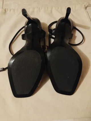 Sandalias Zara Tacón Negro Talla 38