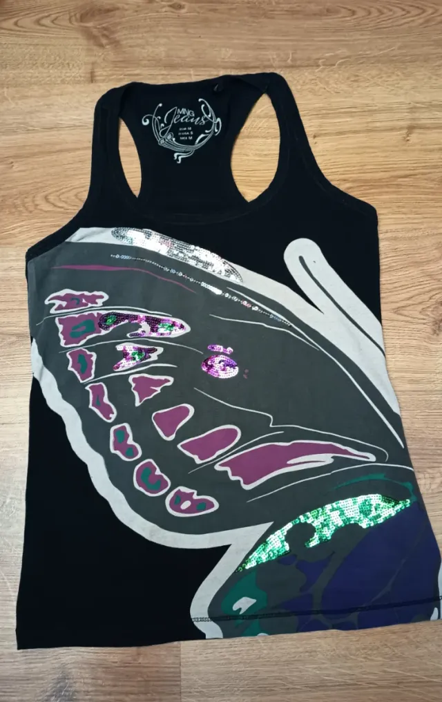 Camiseta nadadora Mango Talla M Mariposa