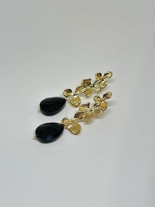 Pendientes Acero Inoxidable y Piedra Negra