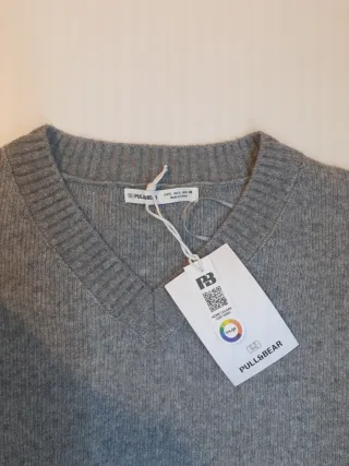 Chaleco PULL&BEAR V-neck Hombre Talla L Gris