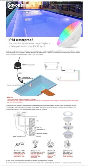 NUOVO! Faretto per piscina PAR56 RGB 54W 12V IP68