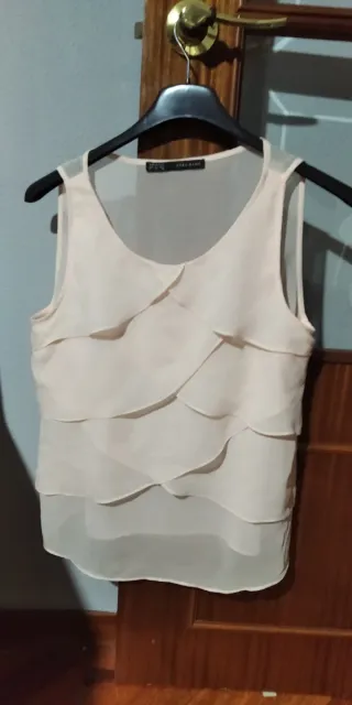Blusa Zara Basic rosa claro Talla L