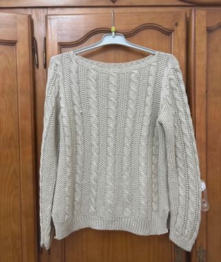 Jersey de mujer beige trenzado