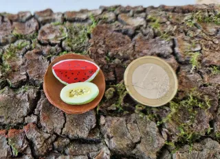 Cestas de sandías de barro