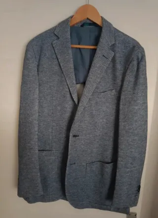Americana Massimo Dutti azul y gris