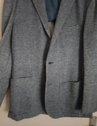Americana Massimo Dutti azul y gris