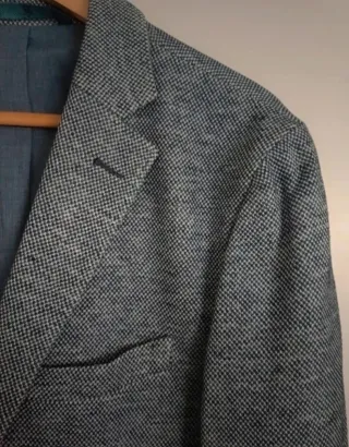 Americana Massimo Dutti azul y gris
