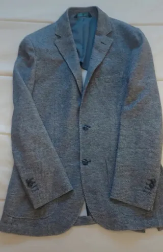 Americana Massimo Dutti azul y gris