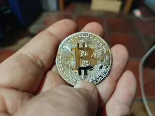 Lote 2 Monedas Bitcoin Dorada y Plateada
