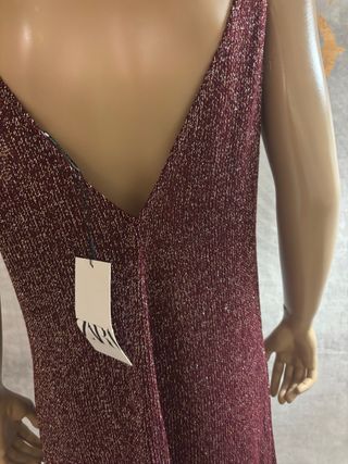 Vestido Zara punto metalizado T L