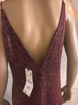 Vestido Zara punto metalizado T L