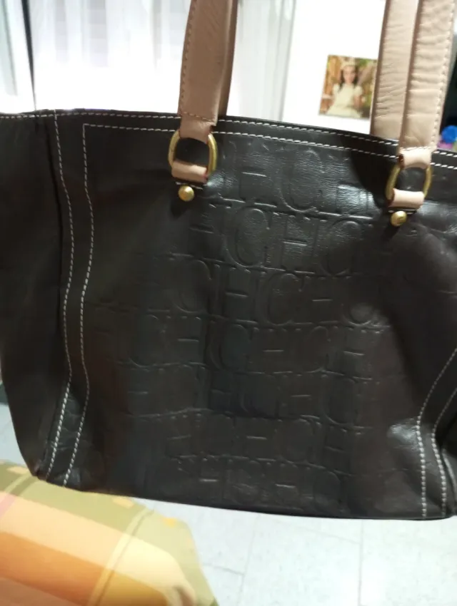 Bolso Vintage CH Piel Negro y Beige