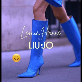 Stivali alti, tacco, strass, azzurro, Liu Jo, n.38