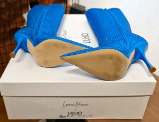 Stivali alti, tacco, strass, azzurro, Liu Jo, n.38