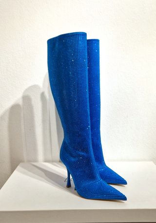 Stivali alti, tacco, strass, azzurro, Liu Jo, n.38