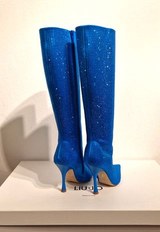 Stivali alti, tacco, strass, azzurro, Liu Jo, n.38