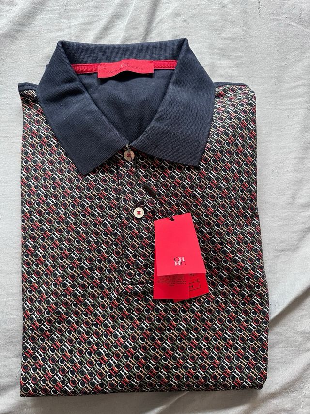 Camisa Polo Carolina Herrera Azul y Rojo