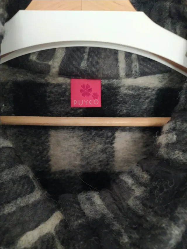 Abrigo Puyco cuadros gris y negro Talla S