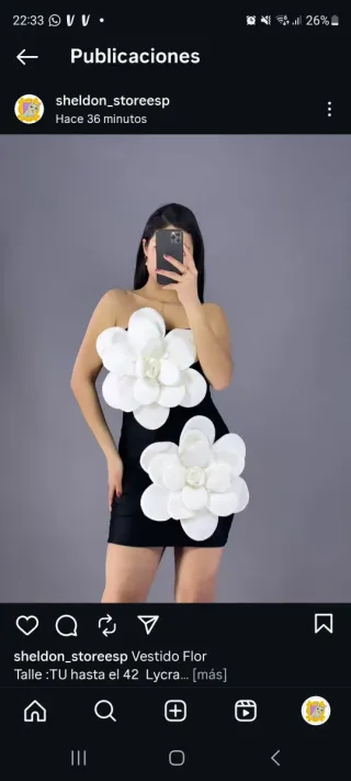Vestido corto flor negro