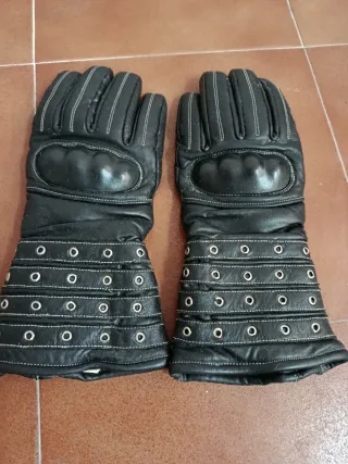 Guantes de moto cuero negro talla xl