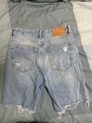 Bershka Vaqueros Cortos Rotos Azules