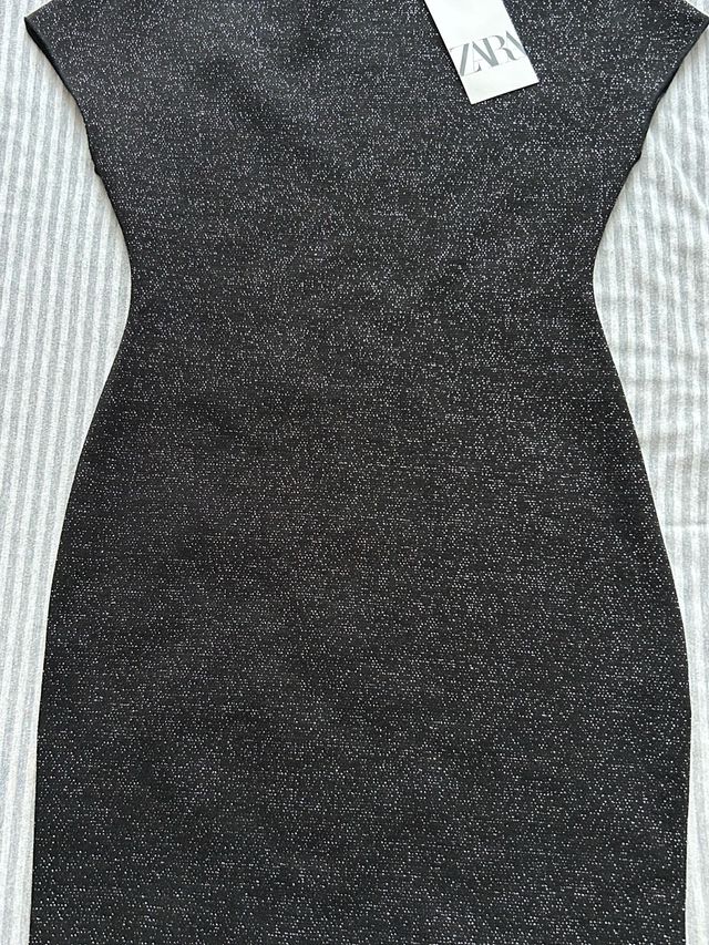 Vestido Zara negro punto brillante